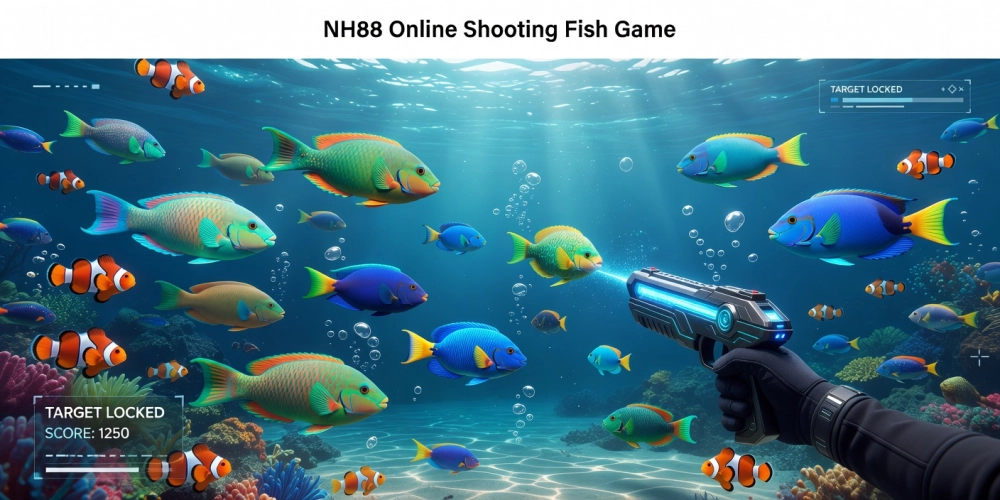 Minh họa giao diện bắn cá online nh88 với hình ảnh cá bơi lội sinh động