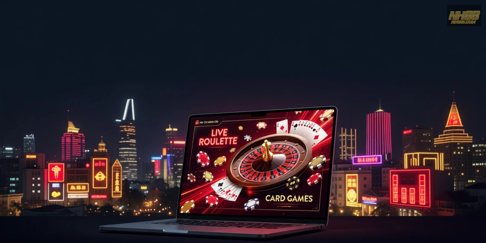 Khái niệm casino in ho chi minh nh88 được minh họa qua hình ảnh sòng bạc hiện đại tại TP.HCM