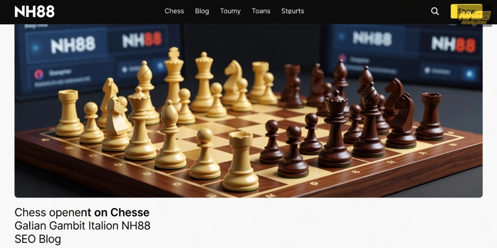 Caption minh họa chiến lược mở đầu Gambit trên bàn cờ vua NH88 với quân trắng dẫn dắt
