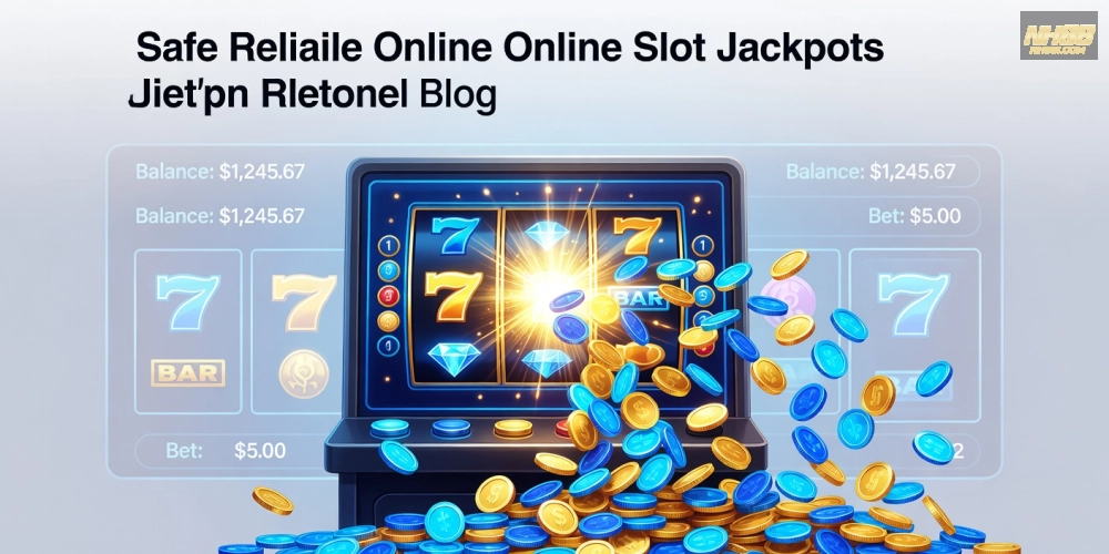 Minh họa khái niệm nổ hũ uy tín nh88 với hình ảnh slot machine jackpot