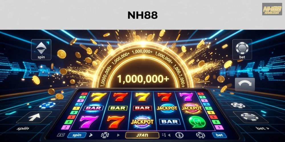 Minh họa giao diện quay nổ hũ nh88 với jackpot hấp dẫn